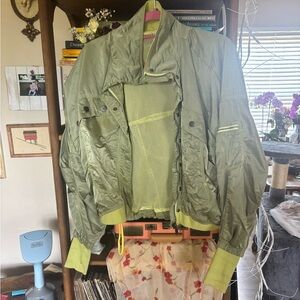 Free People XS Green Bomber Jacket with Mesh Lining